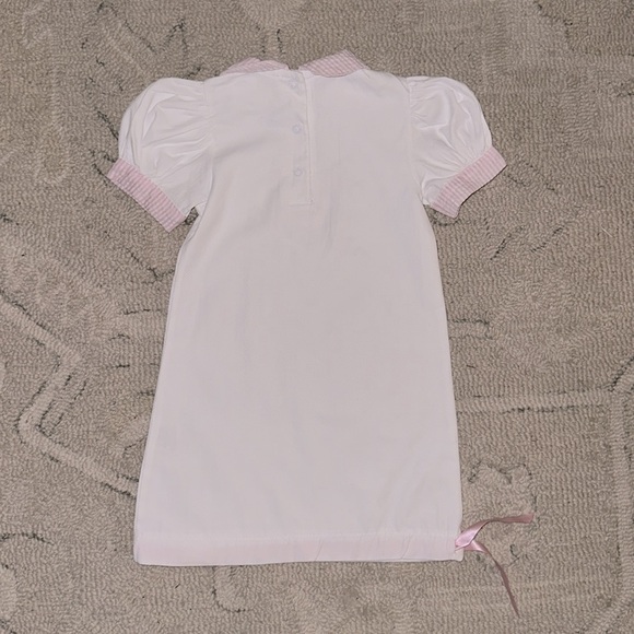 Mainstreet Collection Girls Day Gown Pink Seersucker ‘ECL’ Monogram 0-6m - Picture 5 of 6